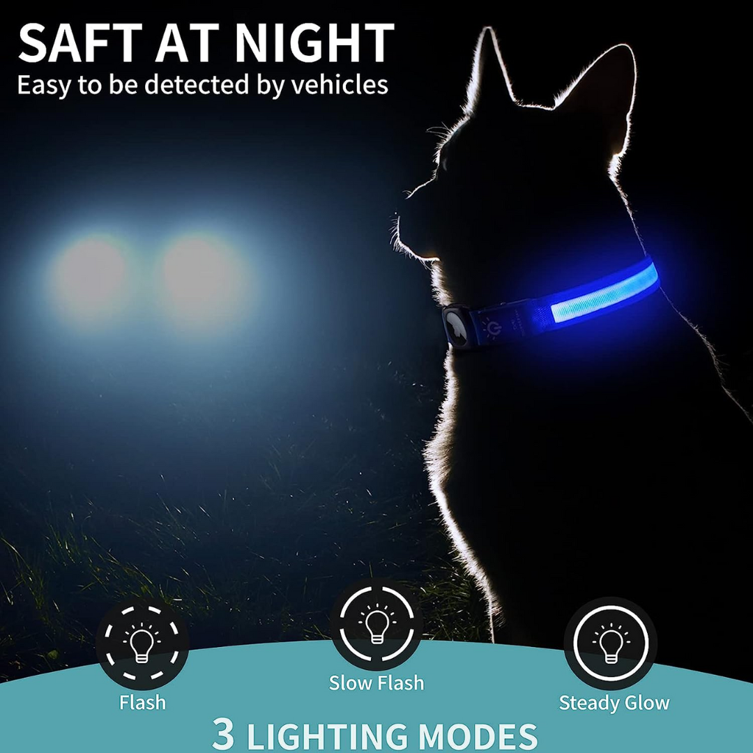My Tag Tracker LED Pet Collar Light with AirTag Integration - Red