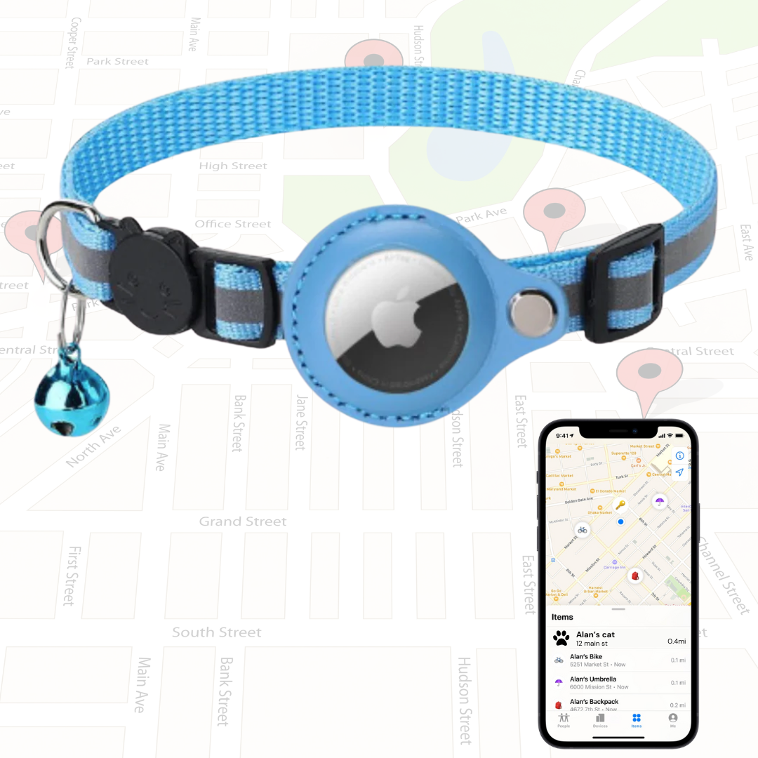 Genuine Airtag Cat Collar - Blue for Ultimate Pet Safety