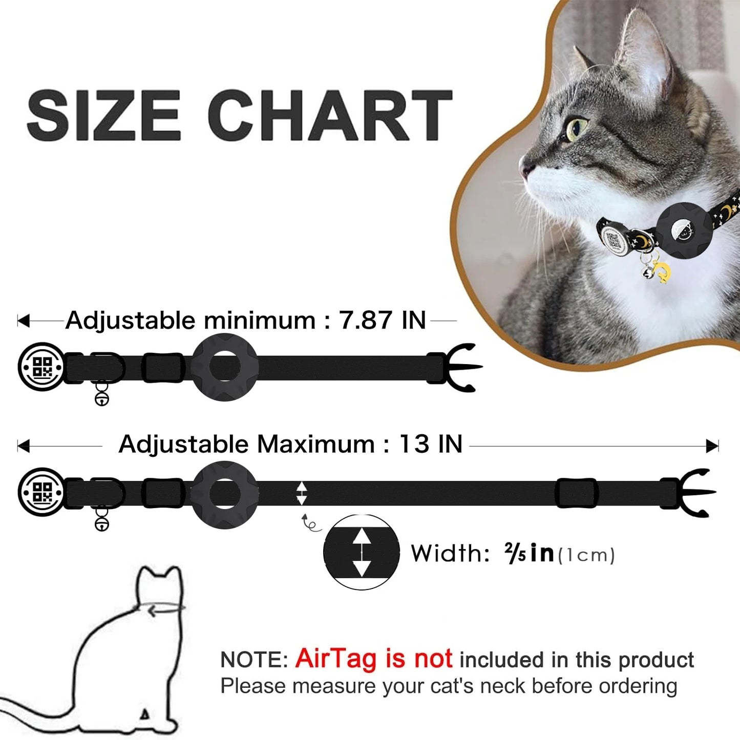 Luminous Airtag cat Collar with Smart Pet ID Tag for Apple Tag