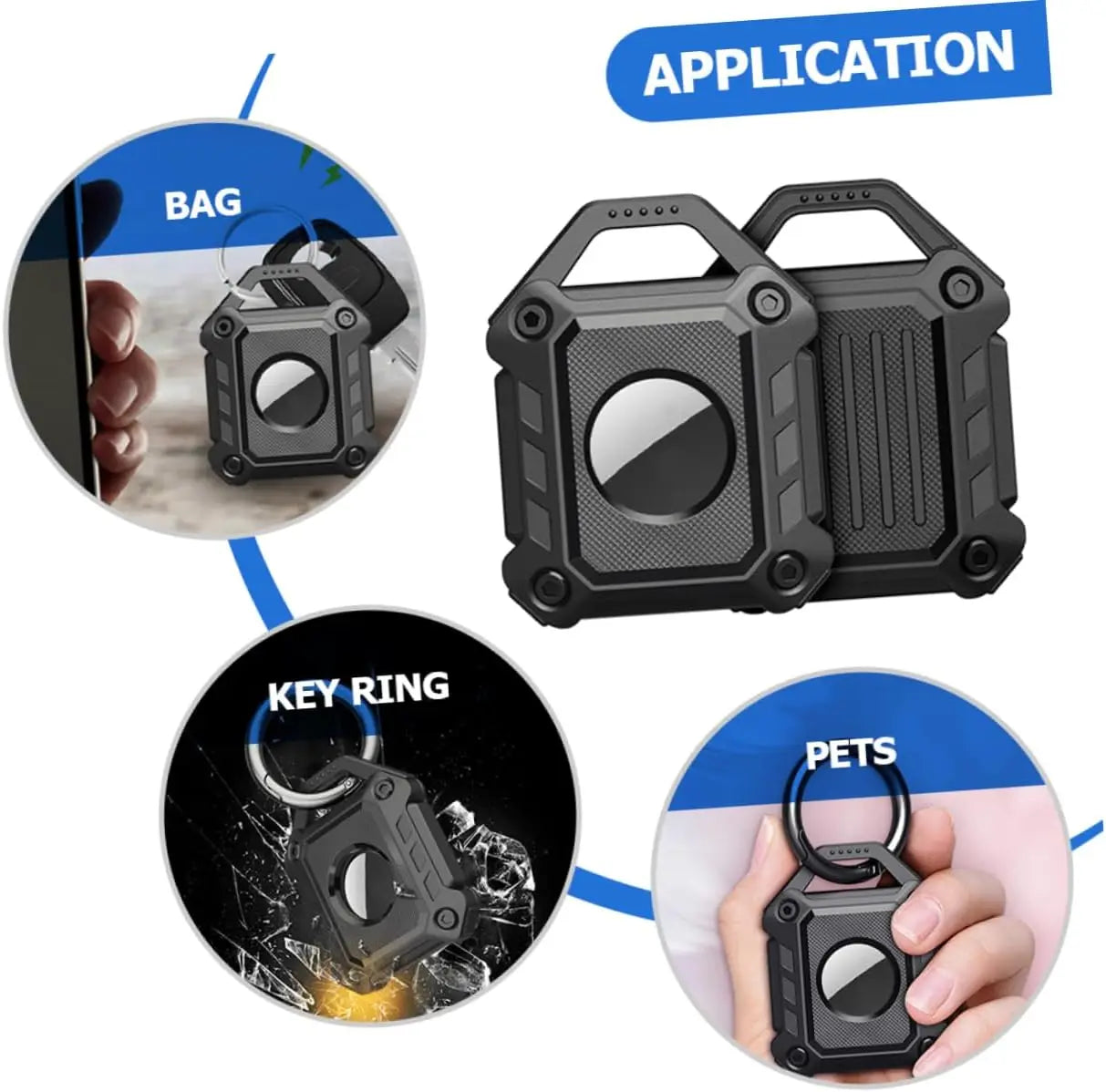 Waterproof Airtag Keychain Holder Case,Full Cover TPU Protector Apple Air Tag Tracker Key Ring for Keys, Luggage, Dog Cat Collar