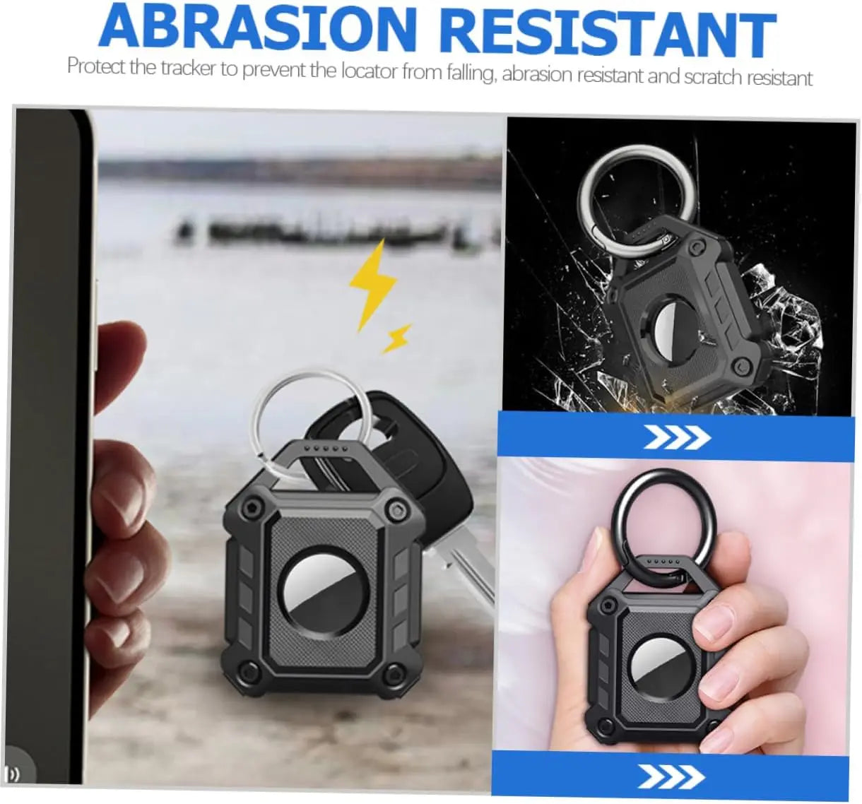 Waterproof Airtag Keychain Holder Case,Full Cover TPU Protector Apple Air Tag Tracker Key Ring for Keys, Luggage, Dog Cat Collar