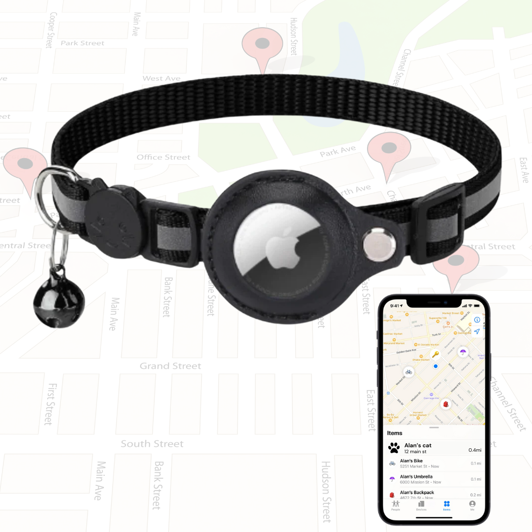 My Tag Tracker Airtag Cat Collar - Black