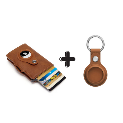 RFID Anti-Theft Credit Card Holder + Saddle Leather Key Chain