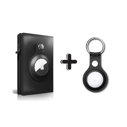 Pop-Up Credit Card Holder + Leather Keychain Case for AirTag