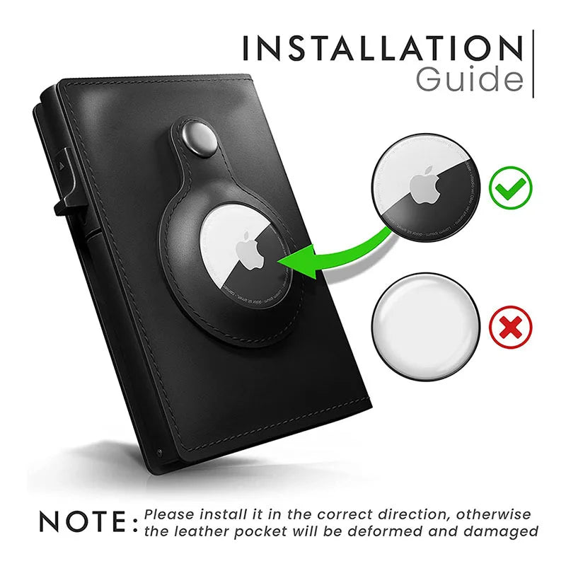 Pop-Up Credit Card Holder + Leather Keychain Case for AirTag