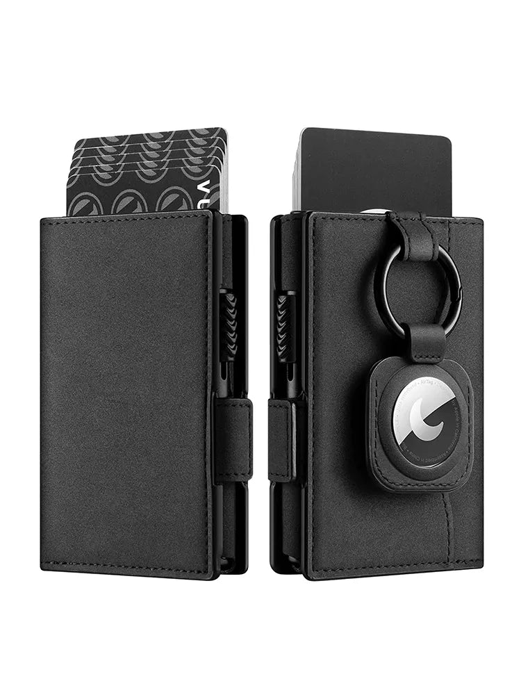My Tag Tracker Leather RFID Blocking Card Holder Wallet with Airtag Holder