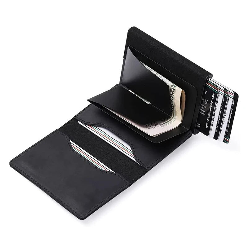 Pop-Up Credit Card Holder + Leather Keychain Case for AirTag