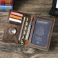 Genuine Leather Passport Holder Travel Wallet with AirTag Case
