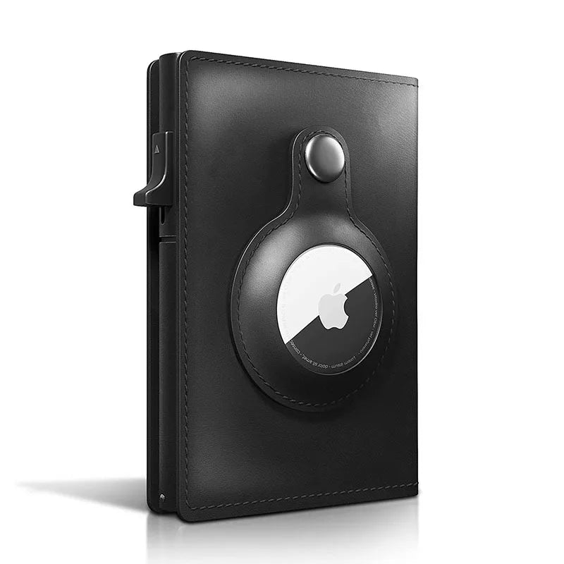 Pop-Up Credit Card Holder + Leather Keychain Case for AirTag