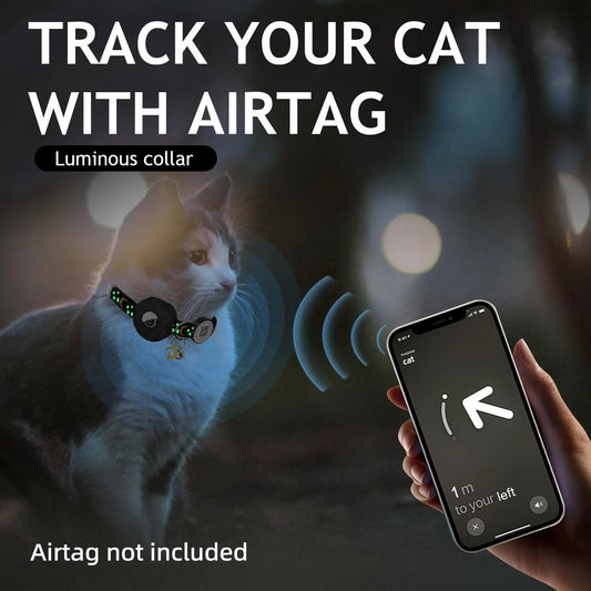 Luminous Airtag cat Collar with Smart Pet ID Tag for Apple Tag