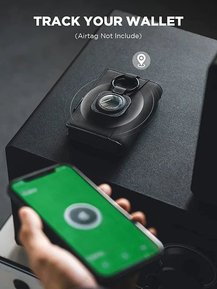 My Tag Tracker Leather RFID Blocking Card Holder Wallet with Airtag Holder