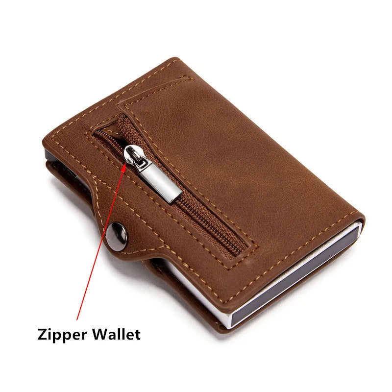RFID Anti-Theft Credit Card Holder + Saddle Leather Key Chain